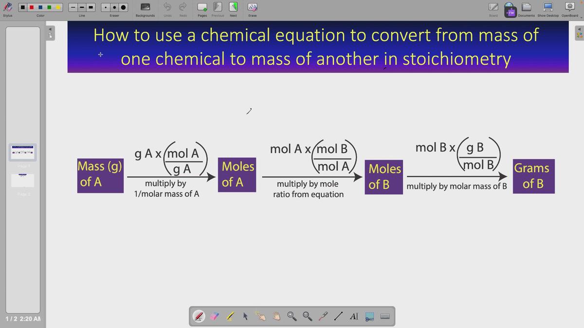 'Video thumbnail for How to use a chemical equation to convert from mass one chemical to mass of another'